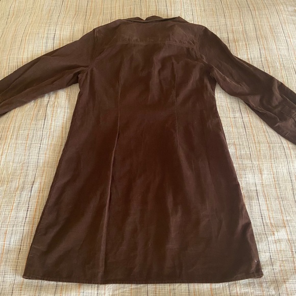 Brown corduroy pocket long sleeve shift dress - Picture 4 of 7